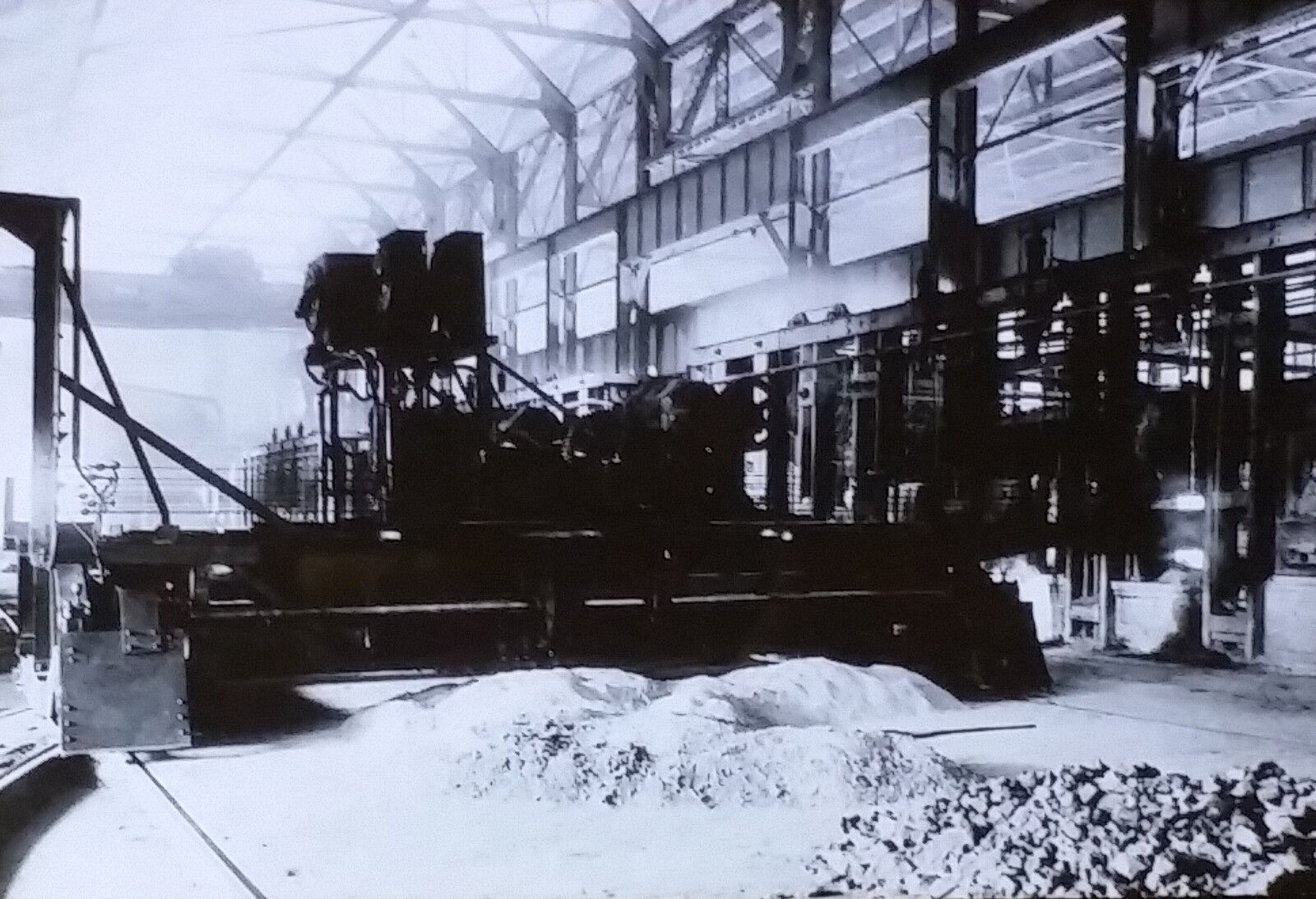 Filling an Open-Heath Furnace, Steel Plant, Magic Lantern Glass Photo Slide