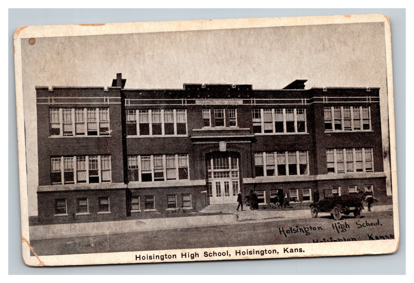 Vintage 1900's Photo Postcard Hoisington High School Hoisington Kansas
