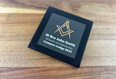 Personalised Masonic Glass Coaster Freemasons Freemasonry Coffee Drinks Mat