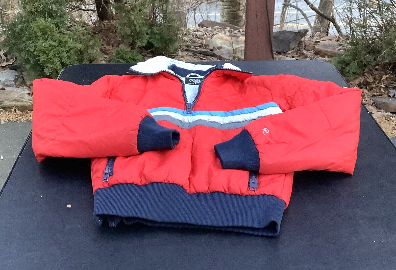 大好き ROBBE Vtg! SKIWEAR PUFFER Insulated Pullover Zip 1/4 Red Clothing