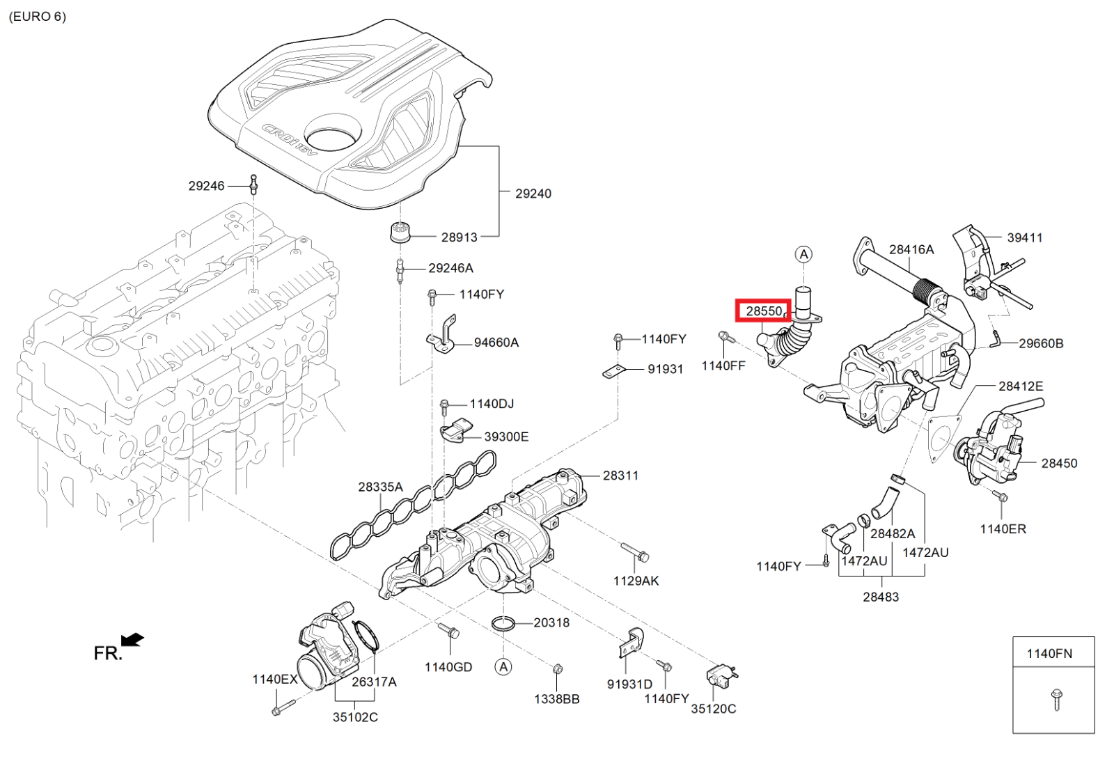 Genuine/OEM 284894A730 PIPE ASSY-EGR for Hyundai Grand