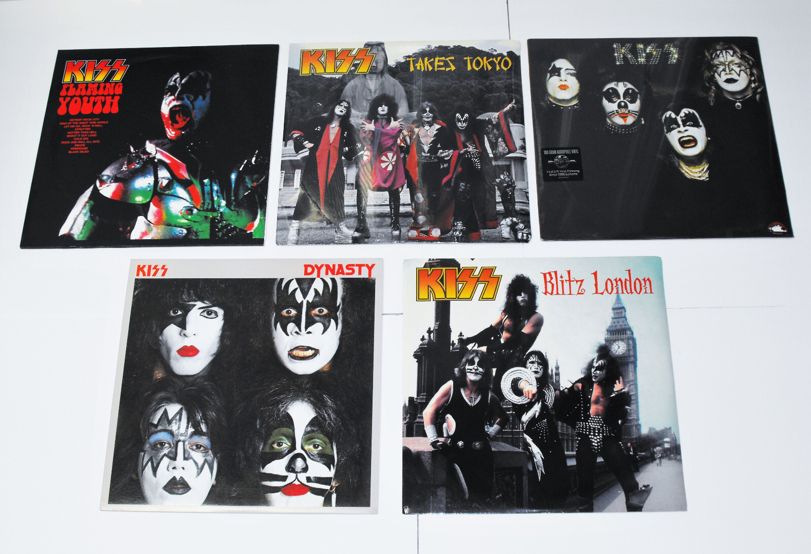 Lot 5 Rare Kiss Vinyl LP Blitz London Takes Tokyo Flaming