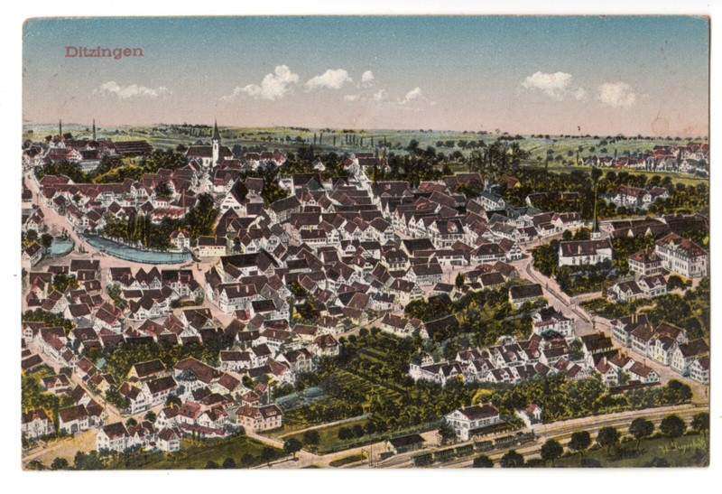 Ditzingen Zw. Weilimdorf U. Stuttgart Kr. Ludwigsburg Dorf DreyschÃ¼Tz Litho 1922