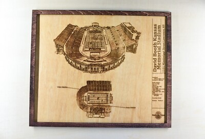 David Booth Stadium Lawrence, Kansas Blueprint Wood Engraved Wall Hanging