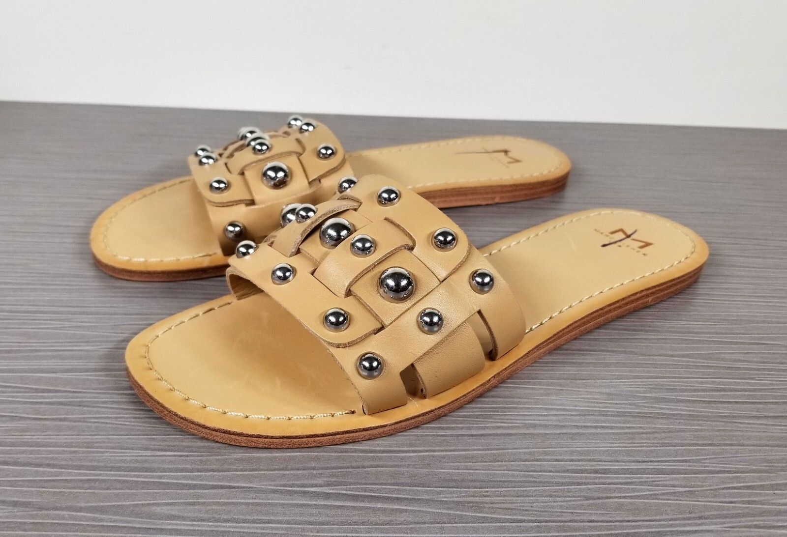 Marc Fisher LTD Pacca Slide Sandal, Natural Tan Leather, Womens Size 5.5 & 8 M
