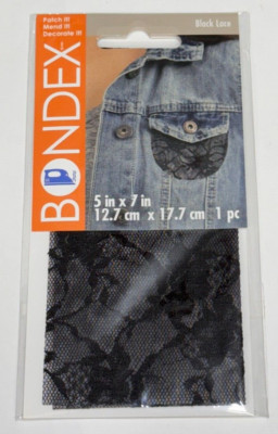 Bondex Patch, Black Lace, Iron On, Mend, Decorative, 5 x7  New Lot of 24