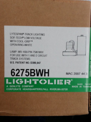 5 LIGHTOLIER 6275BWH LYTESPAN SOF-TECH TRACK LIGHTING Low Voltage NIB WHITE