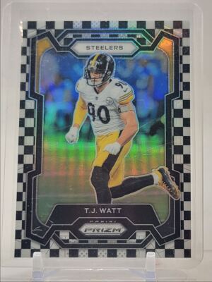 T.J. WATT 2023 PANINI PRIZM BLACK WHITE CHECKER SP STEELERS Q2019