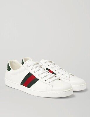 GUCCI Ace Crocodile-Trimmed Leather Sneakers Men s Sz US 10.5 New With Box