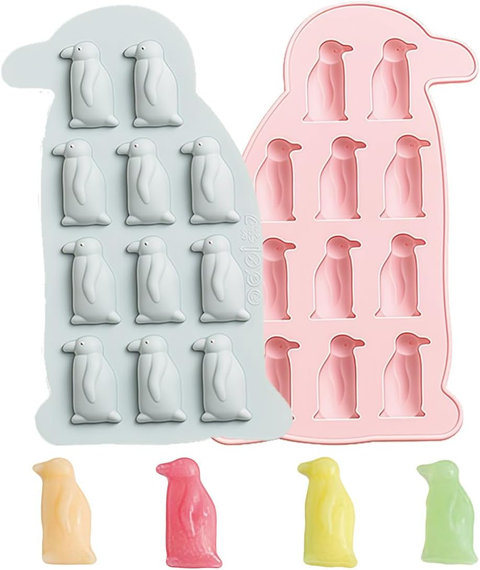 2Pcs Penguin Chocolate Molds Silicone Gummy Candy Moulds Crayon Molds for Chocol