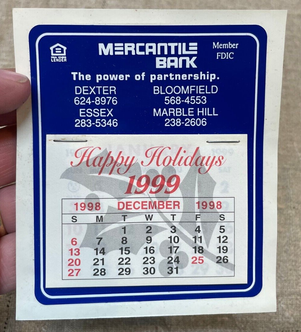 Vintage Mercantile Bank Mini Car Calendar 1999 Essex Vintage Mercantile Bank Mini Car Calendar 1999 Essex