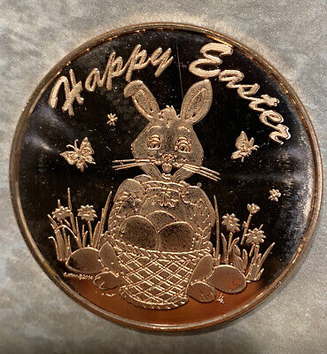 HAPPY EASTER BUNNY Fine Copper Round Coin BU bullion Holiday ''gift idea''