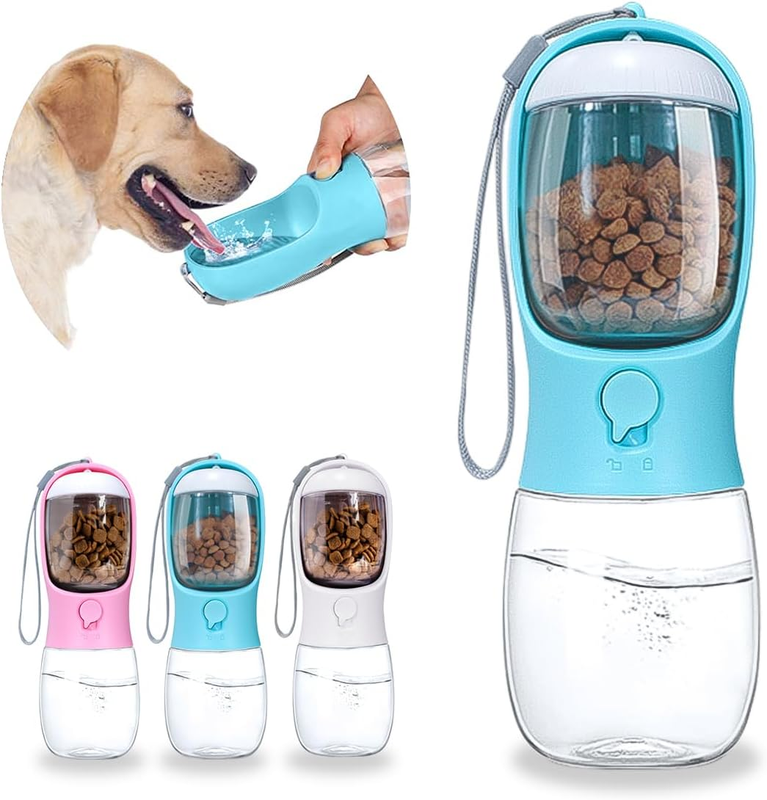 Dog Water Bottle, 2 in 1, Leak Proof Portable Pet Water Bottle with Food Contain