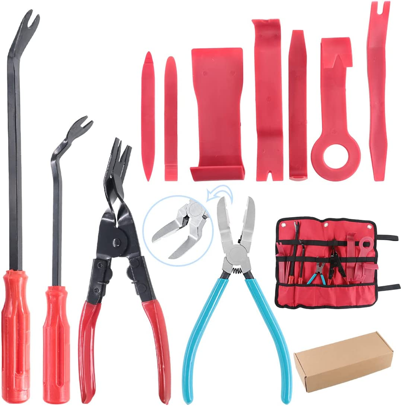 11Pcs Auto Trim Removal Tool Kit, Universal Car Panel Trim Upholstery Rivets Cli