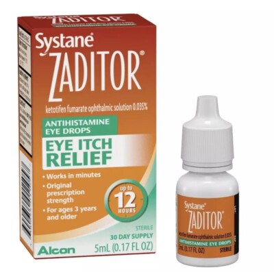 (3) Bottles of Alcon Systane Zaditor Eye Itch Relief 5ml 0.17 oz See Description