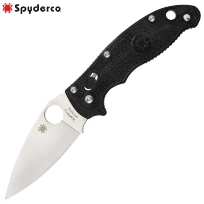 Spyderco Manix 2 CQI Lightweight BD1N Satin Plain Blade Black FRCP C101PBK2