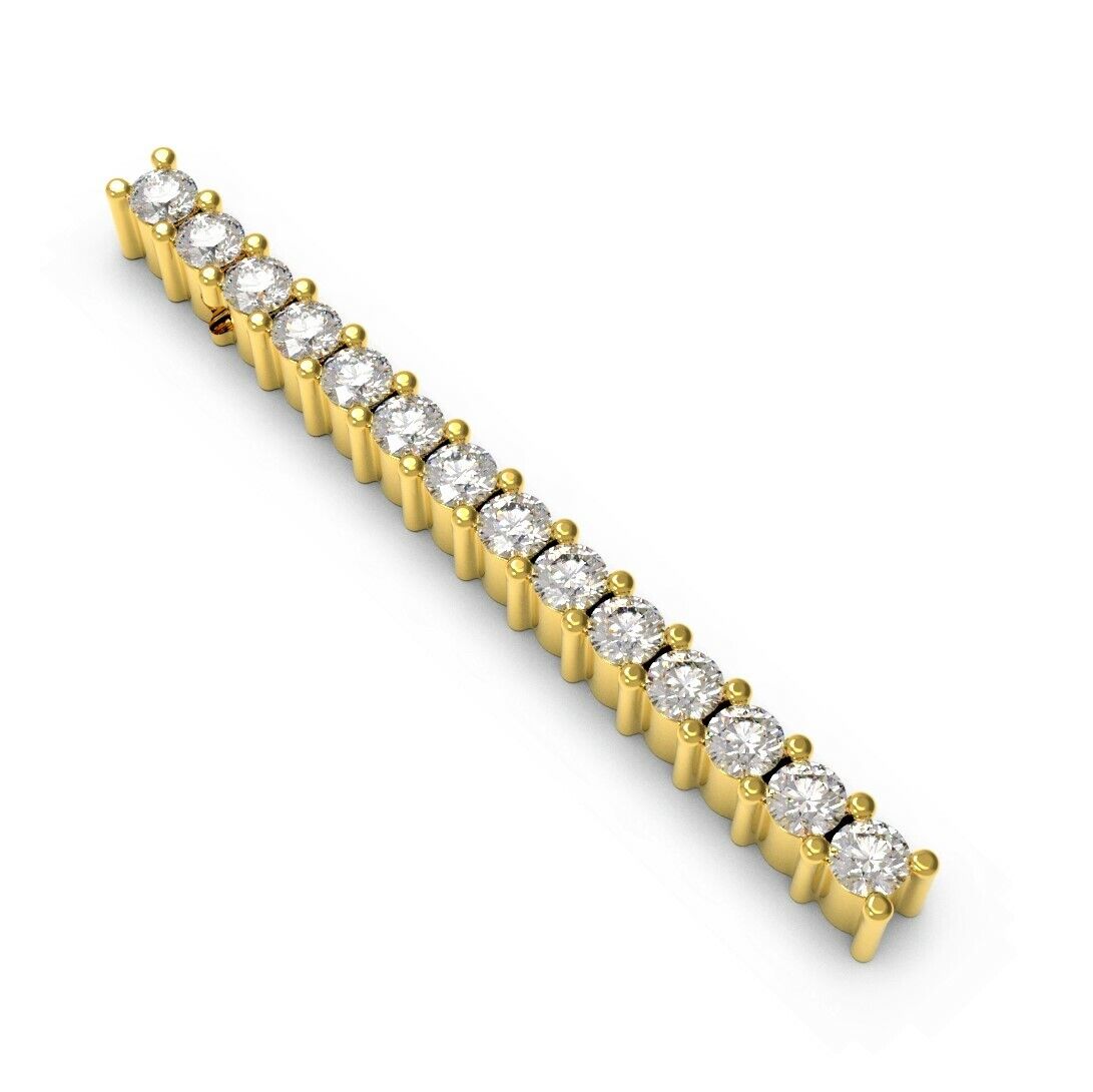 Pre-owned Golden Age 101 Solid 14k Gold Diamond Bar Drop Pendant With Necklace Chain 14 Natural Diamonds In Yellow Gold