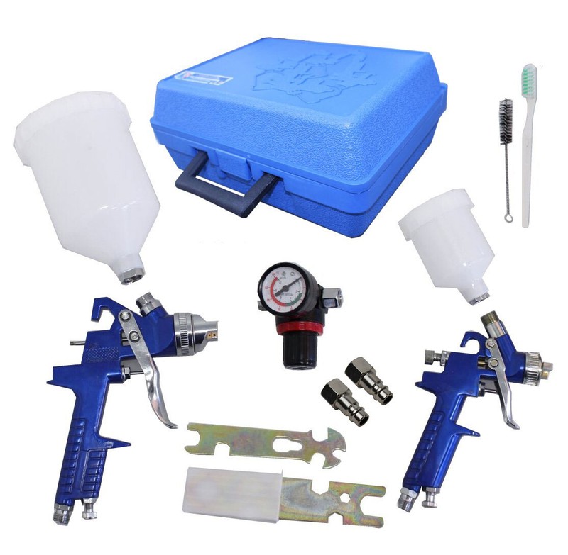 2x Hvlp Spritzpistole Spraypistole Lackierpistole Set Druckluft Druckminderer