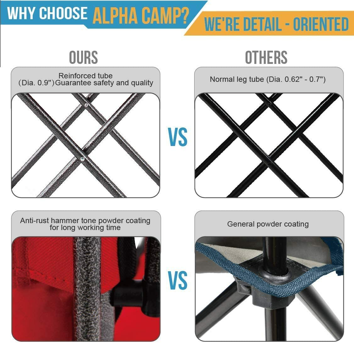 Oversized Folding Camping Chairs Padded Moon Chair Saucer Recliner w/ Carry Bag