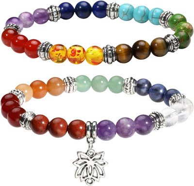 7 Chakra Womens Reiki Healing Meditation Crystal Stone Stretch Bracelet with Lot