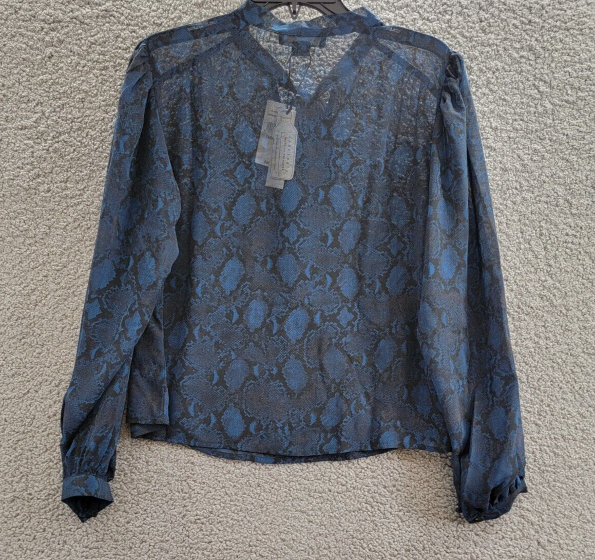 Sanctuary Camera Pose Blouse Women's XXS Cosmic Serpent Split Tie Neck Pullover - Picture 10 of 19