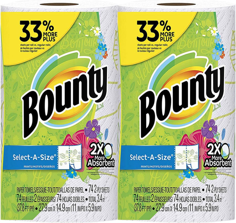 Bounty Paper Towels Select-A-Size Print Available in Different Sizes