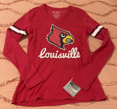 Louisville Cardinals Stadium Women s Long sleeve V Neck Shirt Red Size S NWT