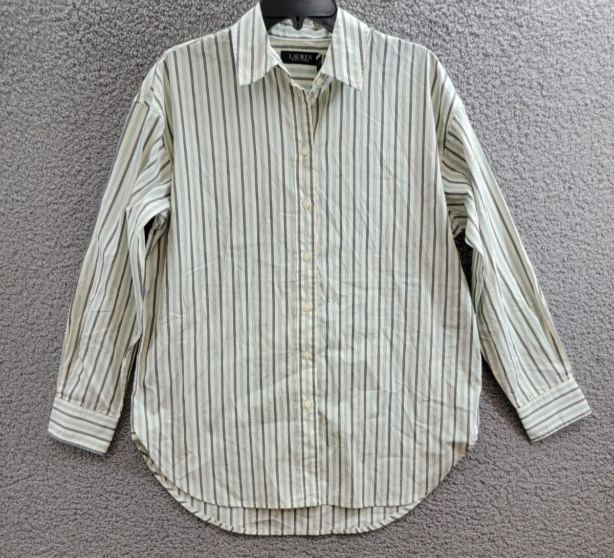 Lauren Ralph Lauren Striped Button Up Shirt Women's S Blue/White Long Sleeve - Picture 2 of 20