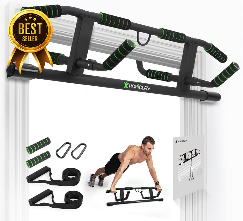 Multi-Grip Wall-Mounted Pull-Up Bar with Smart Oversized Hooks