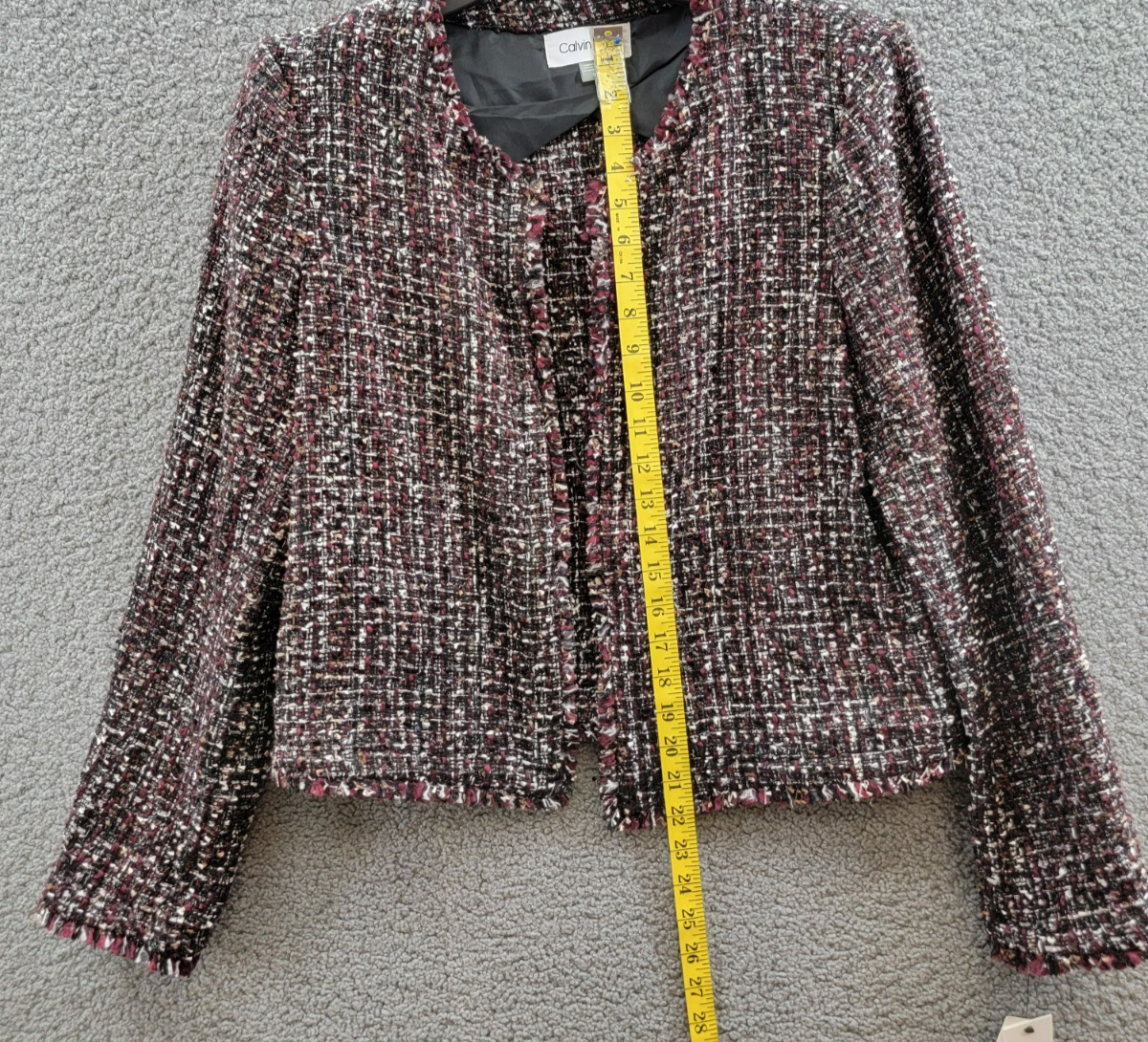 Calvin Klein Tweed Open-Front Wool Blend Blazer Women's 12 Multi Long Sleeve - Picture 7 of 18