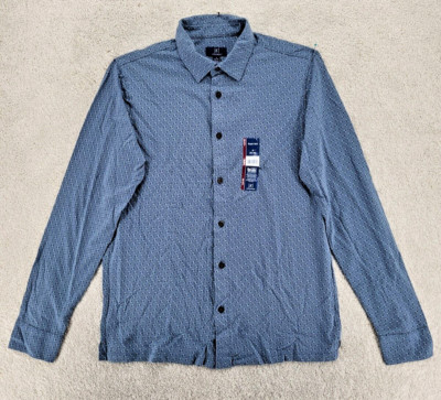 George super soft shirt long sleeve button down blue print 50/52 men NWT