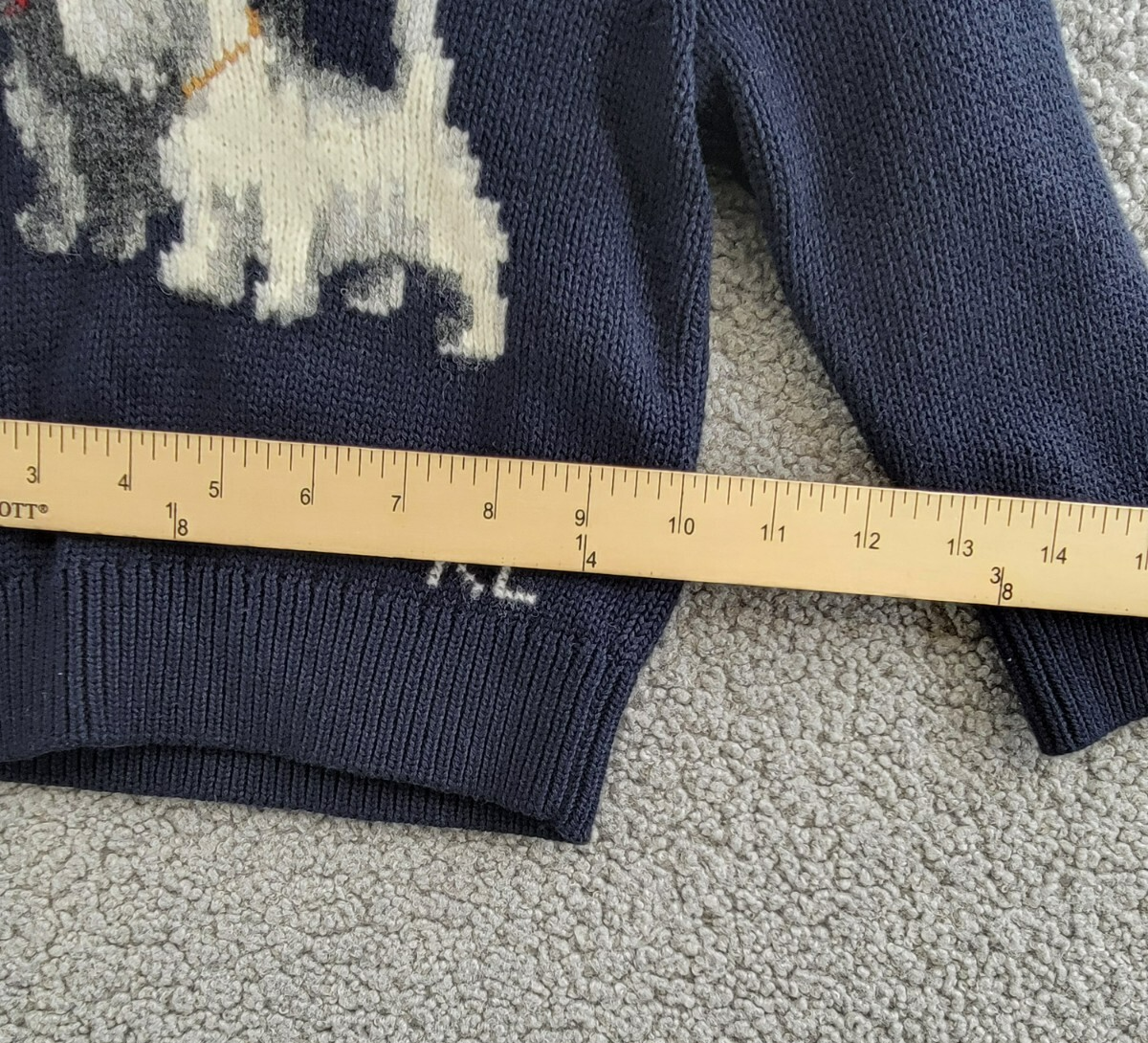 Ralph Lauren Intarsia Dog Fair Isle Wool Sweater Little Girls' 2 Navy Crewneck - Picture 7 of 15