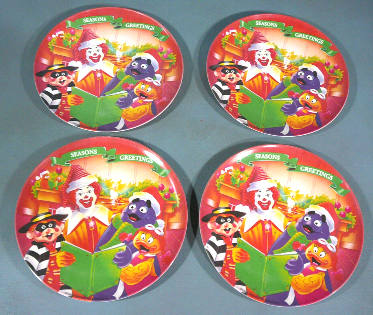 Vtg. 1995 McDonalds Set of 4 Christmas Plates Ronald Grimace Birdie Hamburglar
