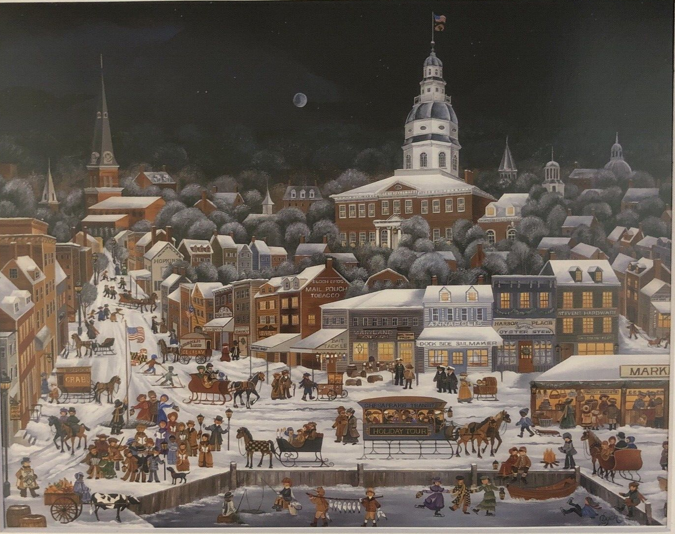 "Annapolis Eve" by Carol Dyer 11 x 14 Matted Folk Art Print