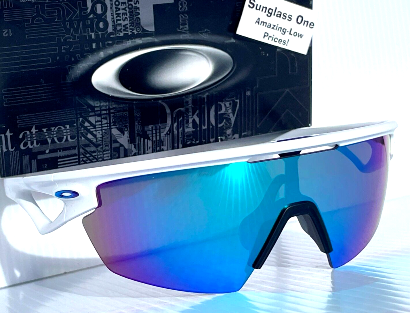 NEW Oakley SPHAERA Matte White POLARIZED PRIZM Sapphire Lens NEW Oakley SPHAERA Matte White POLARIZED PRIZM Sapphire Lens