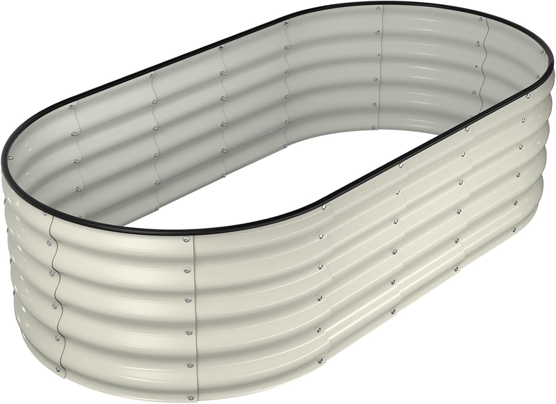 Raised Garden Bed Kit, 6X3X1.5 Ft Galvanized Planter Box Outdoor with Safety Edging, Large Metal Raised Beds for Gardening Vegetables Flower Herb (Pearl White)