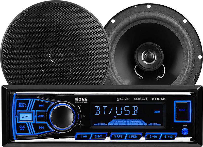 Audio Systems 638BCK Car Stereo Package &ndash; Single Din, Blue