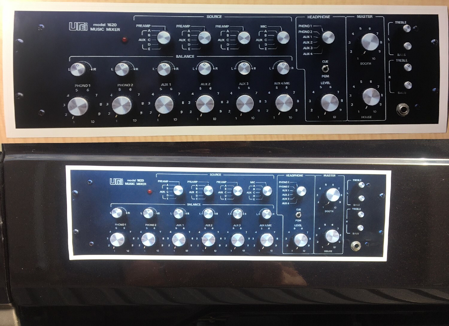 DJ機材 FACE PLATE for UREI 1620 MUSIC MIXER Personal Urei 1620 mixer with custom grey plate with my logo