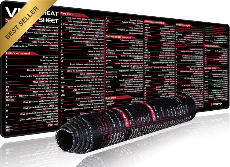 Shortcit Mouse Pad for Vim, 31.4X11.7X0.07 Inch Extended Large Cheat Sheet Mouse