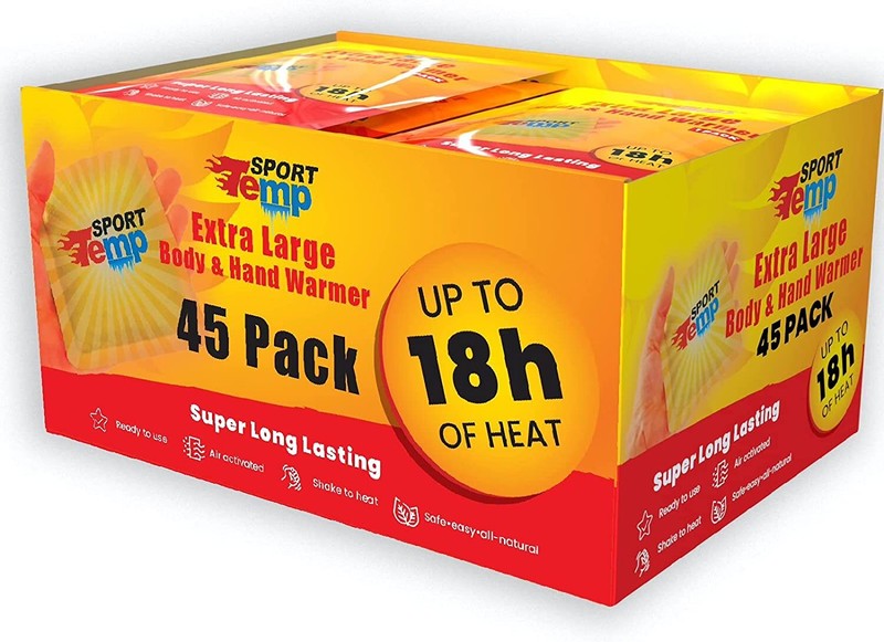 Large Hand, Body Warmers (45 Count), up to 18 Hours of Heat, Super Long Lasting 
