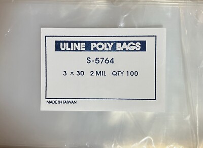 100 Clear 3'' x 30'' Poster Sleeves Plastic Poly Bags Open Top Uline 2-mil Thick