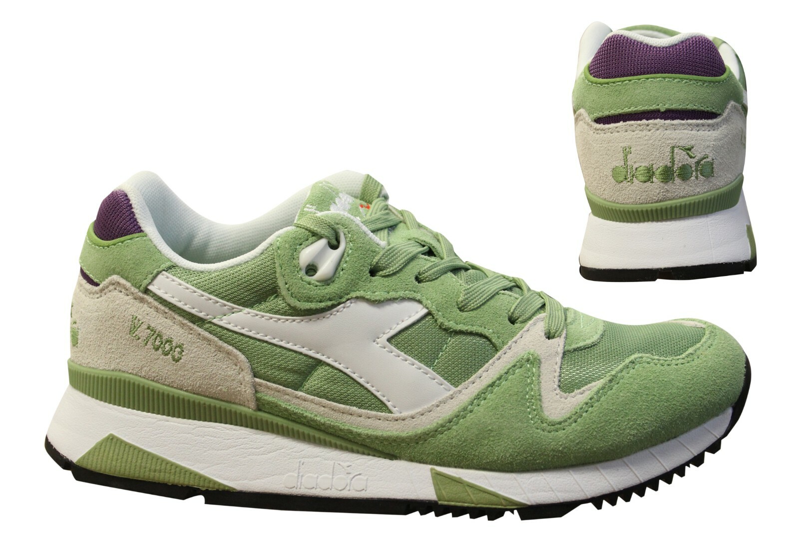 Diadora V7000 Nyl II Green Nylon Suede Leather Lace Up Mens Trainers C6651 B2C | eBay