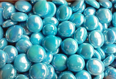 Creative Stuff Glass - 100 pcs Opal Sky Blue Irid Medium Vase Fillers Glass Gem