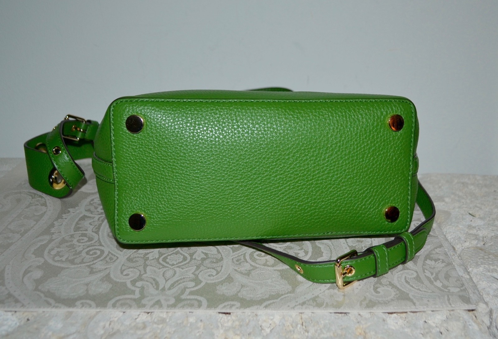 NWT $358 MICHAEL KORS Brooklyn Sml Grab Bag Satchel Crossbody TRUE GREEN LEATHER