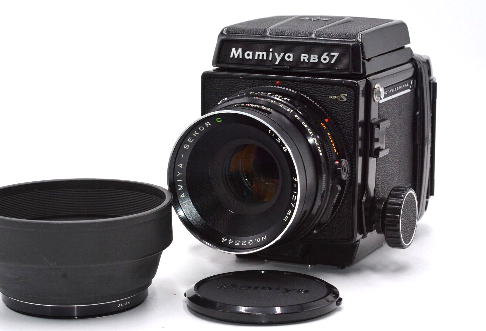 マミヤ RB67 PRO S SEKOR C 127 #9130211457 Mamiya RB67 Pro S w/ Sekor C 127mm F/3.8 with Hood & 120
