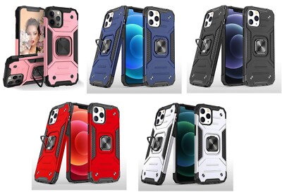 Lot/5 Armor Hybrid Case w/Magnetic Ring for iPhone 11/12/13/14 Pro/15 Pro Max
