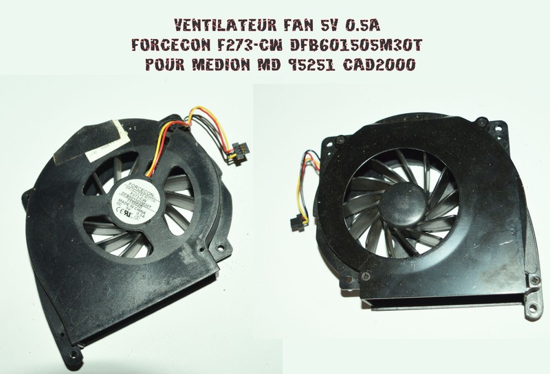 Ventilateur 5v 0.5a Forcecon F273-Cw Dfb601505m30t Pour Medion Md 95251 Cad2000