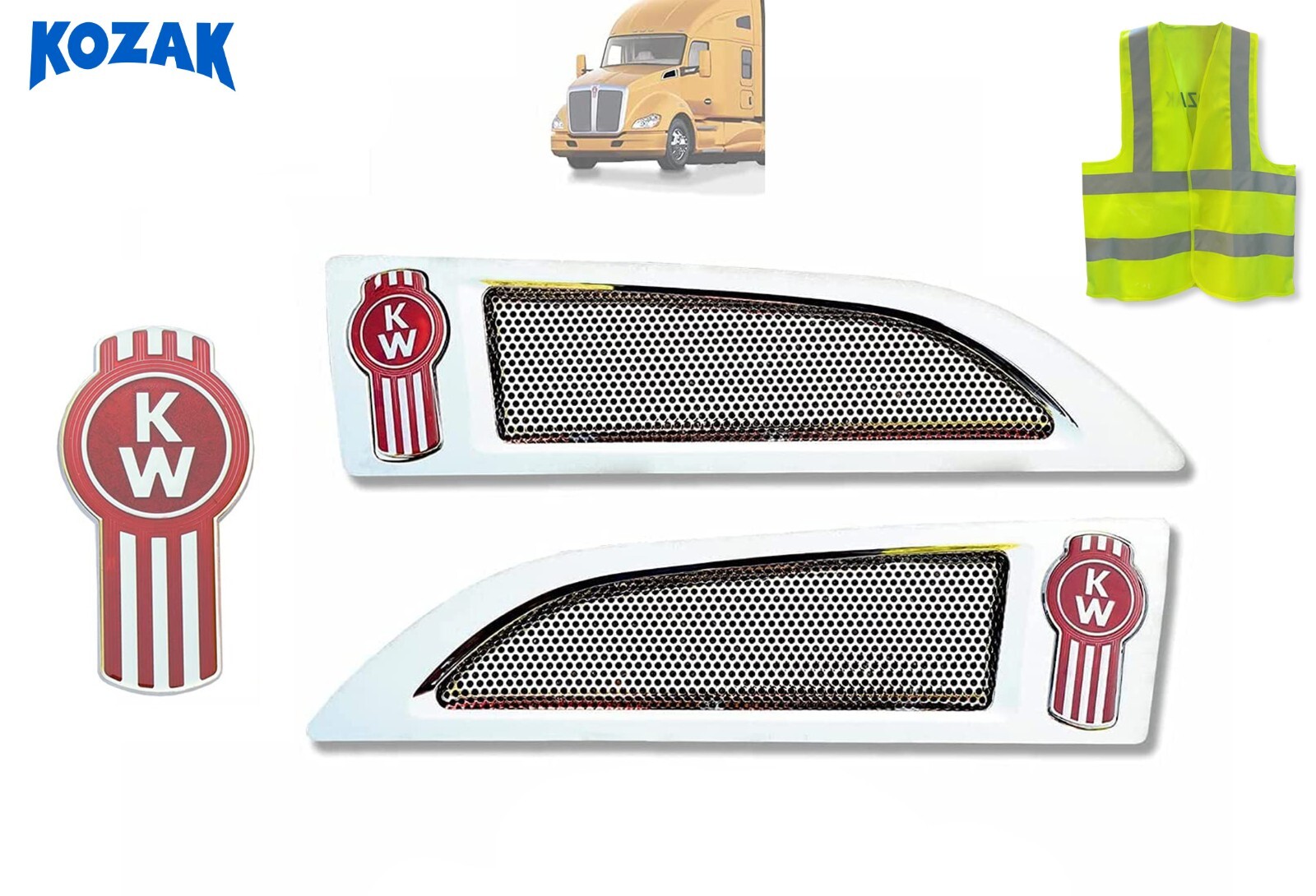 Chrome Hood Side Air Intake Vent Grille Assembly Kenworth