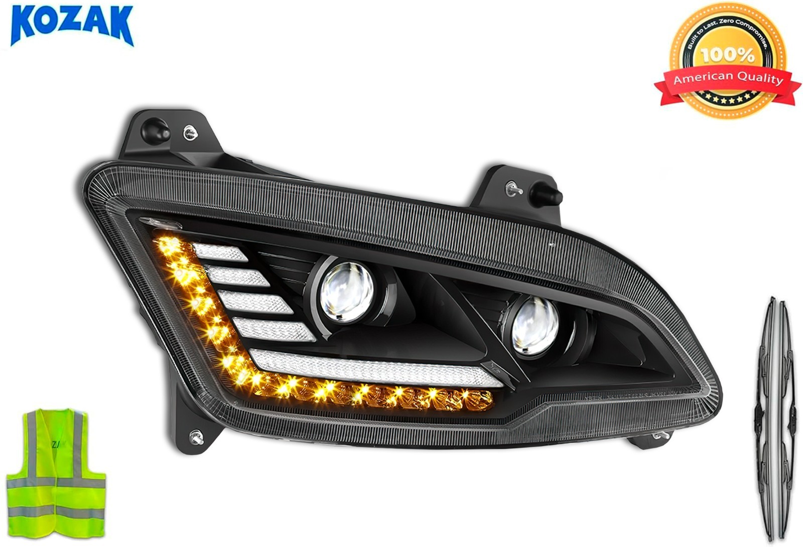 2022+ 2023 Peterbilt 579 LED Headlight Assembly Black