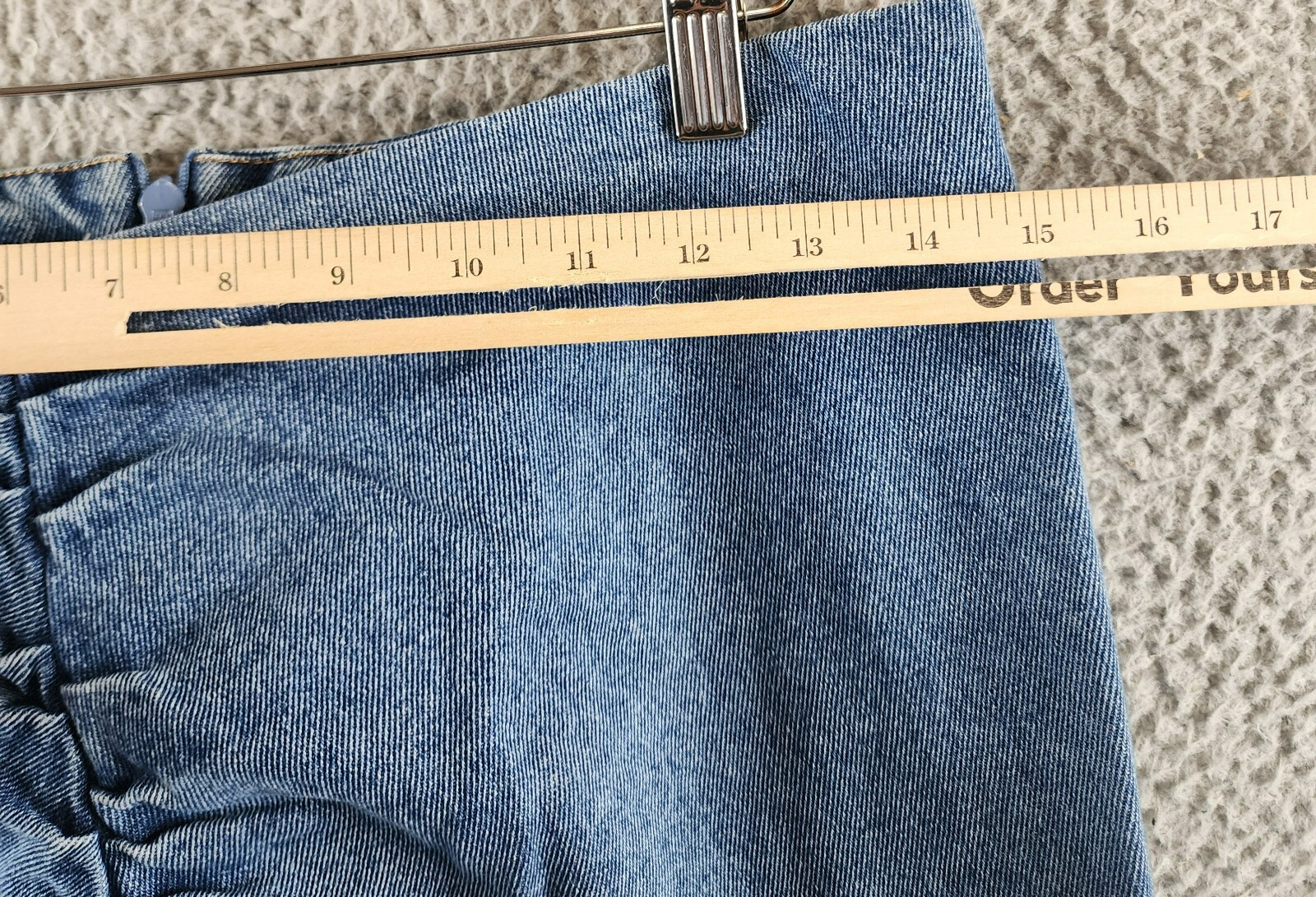 AQUA Asymmetric Ruched Front Mini Skirt Women's S Medium Wash Denim Back Zip - Picture 4 of 12